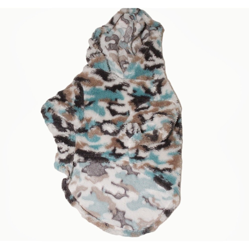 Dog‎ Hoodie Grayson Pup Dog Fleece Camo Hoodie Teal Brown Size Large - Picture 4 of 4
